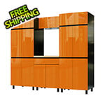 Contur Cabinet 7.5' Premium Traffic Orange Garage Cabinet System with Butcher Block Tops