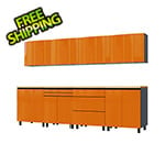 Contur Cabinet 10' Premium Traffic Orange Garage Cabinet System with Butcher Block Tops