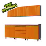 Contur Cabinet 7.5' Premium Traffic Orange Garage Cabinet System with Stainless Steel Tops
