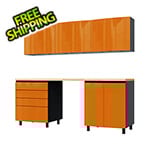 Contur Cabinet 7.5' Premium Traffic Orange Garage Cabinet System with Butcher Block Tops