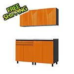 Contur Cabinet 5' Premium Traffic Orange Garage Cabinet System with Butcher Block Tops