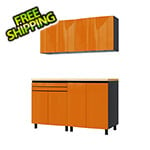 Contur Cabinet 5' Premium Traffic Orange Garage Cabinet System with Stainless Steel Tops