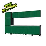 Contur Cabinet 12.5' Premium Racing Green Garage Cabinet System with Stainless Steel Tops