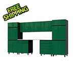 Contur Cabinet 12.5' Premium Racing Green Garage Cabinet System with Stainless Steel Tops