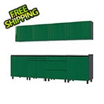 Contur Cabinet 10' Premium Racing Green Garage Cabinet System with Stainless Steel Tops