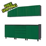 Contur Cabinet 7.5' Premium Racing Green Garage Cabinet System with Stainless Steel Tops