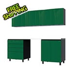 Contur Cabinet 7.5' Premium Racing Green Garage Cabinet System with Stainless Steel Tops