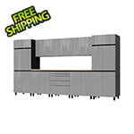 Contur Cabinet 12.5' Premium Lithium Grey Garage Cabinet System with Butcher Block Tops