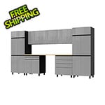 Contur Cabinet 12.5' Premium Lithium Grey Garage Cabinet System with Butcher Block Tops