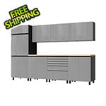 Contur Cabinet 10' Premium Lithium Grey Garage Cabinet System with Butcher Block Tops