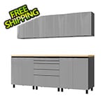 Contur Cabinet 7.5' Premium Lithium Grey Garage Cabinet System with Butcher Block Tops