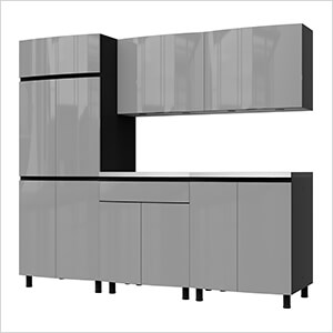 7.5' Premium Lithium Grey Garage Cabinet System with Stainless Steel Tops