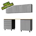 Contur Cabinet 7.5' Premium Lithium Grey Garage Cabinet System with Butcher Block Tops