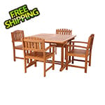 All Things Cedar 5-Piece Butterfly Extension Table Dining Chair Set with Blue Cushions