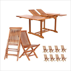 9-Piece Butterfly Extension Table Folding Chair Set