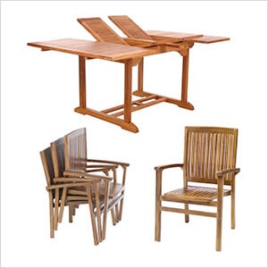 5-Piece Butterfly Extension Table Stacking Chair Set