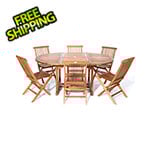 All Things Cedar 7-Piece Oval Extension Table Folding Chair Set
