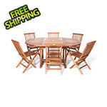 All Things Cedar 7-Piece Oval Extension Table Folding Chair Set