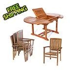 All Things Cedar 5-Piece Oval Extension Table Stacking Chair Set