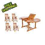 All Things Cedar 5-Piece Oval Extension Table Folding Arm-Chair Set