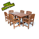 All Things Cedar 7-Piece Twin Butterfly Extension Table Dining Chair Set with Blue Cushions