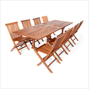 9-Piece Twin Butterfly Extension Table Folding Chair Set