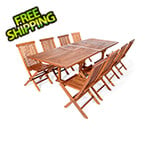 All Things Cedar 9-Piece Twin Butterfly Extension Table Folding Chair Set with Green Cushions