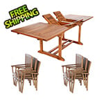 All Things Cedar 7-Piece Twin Butterfly Extension Table Stacking Chair Set