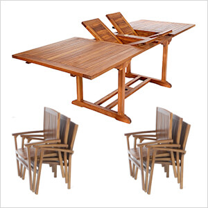 7-Piece Twin Butterfly Extension Table Stacking Chair Set