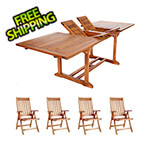 All Things Cedar 5-Piece Twin Butterfly Extension Table Folding Arm Chair Set