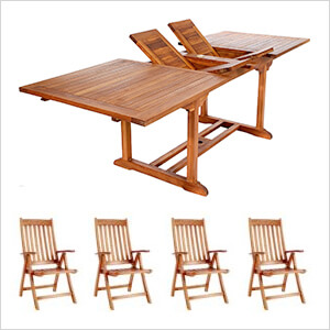5-Piece Twin Butterfly Extension Table Folding Arm Chair Set