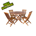 All Things Cedar 5-Piece Round Folding Table and Folding Chair Set