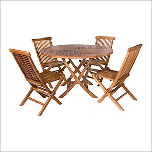 All Things Cedar Folding Chair Set with White Cushions