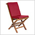 5-Piece Round Folding Table and Folding Chair Set with Red Cushions