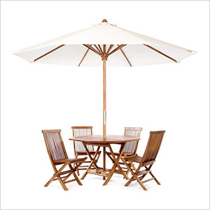 6-Piece Octagon Folding Table and Folding Chair Set with White Umbrella