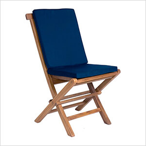 Folding Chair Set with Blue Cushions