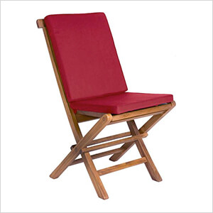 Folding Chair Set with Red Cushions