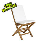 All Things Cedar Folding Chair Set with White Cushions