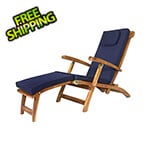 All Things Cedar 5-Position Steamer Chair with Blue Cushions