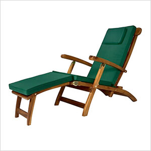 5-Position Steamer Chair with Green Cushions