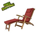 All Things Cedar 5-Position Steamer Chair with Red Cushions