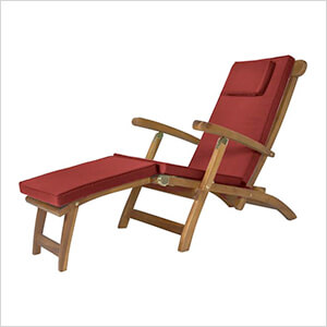 5-Position Steamer Chair with Red Cushions