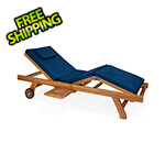 All Things Cedar Multi-Position Chaise Lounger with Blue Cushions