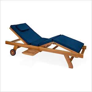 Multi-Position Chaise Lounger with Blue Cushions