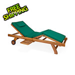 All Things Cedar Multi-Position Chaise Lounger with Green Cushions