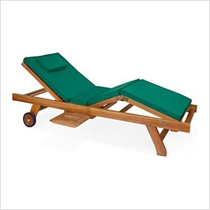 Multi-Position Chaise Lounger with Green Cushions