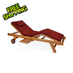 All Things Cedar Multi-Position Chaise Lounger with Red Cushions