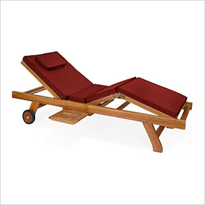 Multi-Position Chaise Lounger with Red Cushions