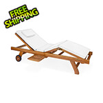 All Things Cedar Multi-Position Chaise Lounger with White Cushions