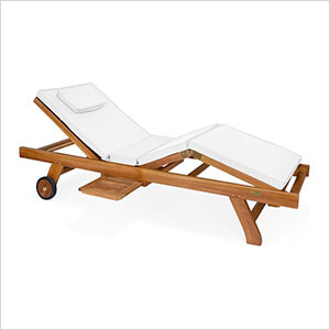 Multi-Position Chaise Lounger with White Cushions